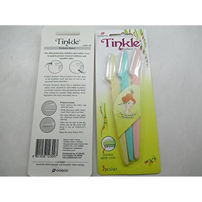 Tinkle Eyebrow Razor for Beautiful Eyebrows, 3/Pack, Pack of 5, 15 Eyebrow Razors in All - Image 3